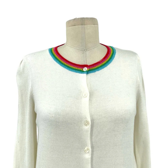 Boden Lytton Sparkle Cardigan Sweater‎ Ivory Rainbow Style US 4 - Picture 3 of 8